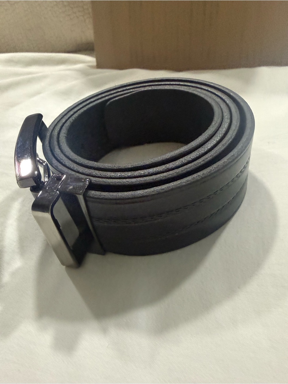 Men's Black NAB Leather Belt with Polished Gunmetal Buckle. New. 1.5” wide.